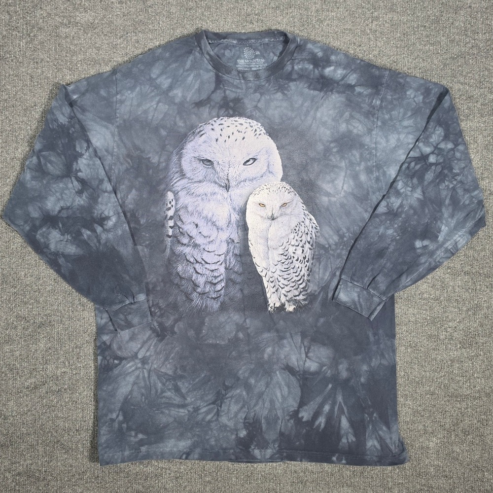 The‎ Mountain Snowy Owls Long Sleeve Tie Dye Graphic T-Shirt Grey 2XL Mens